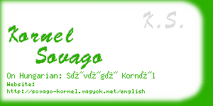 kornel sovago business card